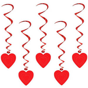 Hanging Red Heart Swirls (pk5)