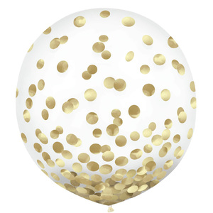 Clear Balloons w/ Gold Confetti (60cm) pk2