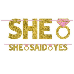 She Said Yes Gold Letter Banner