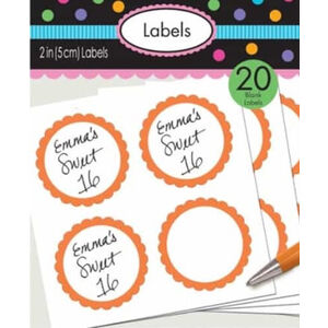 Orange Scalloped Blank Sticker Labels - pk20