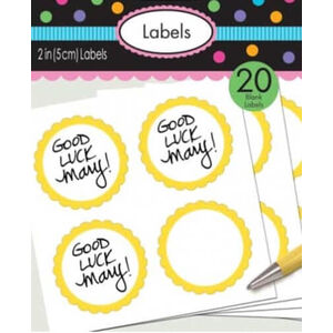 Yellow Scalloped Blank Sticker Labels - pk20
