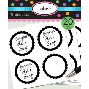 Black Scalloped Blank Label Stickers - pk20