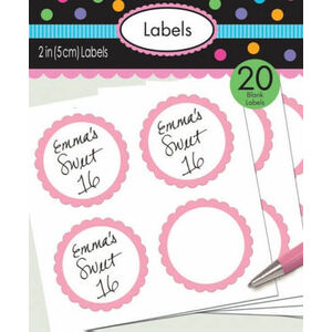 Pink Scalloped Blank Sticker Labels - pk20