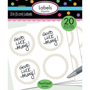 White Scalloped Blank Label Stickers - pk20