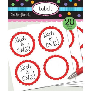 Red Scalloped Blank Sticker Labels - pk20