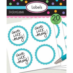 Caribbean Blue Scalloped Blank Sticker Labels - pk20