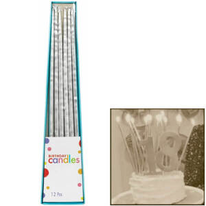 Silver Extra Tall Candles (25cm) - pk12
