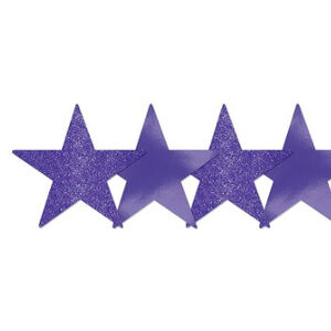 Purple Glitter Star Cutouts (12.7cm) - pk5