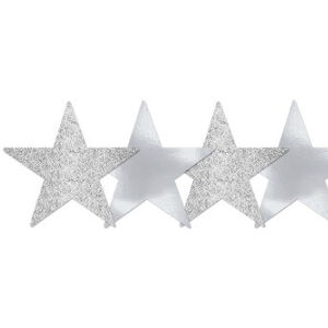 Silver Glitter Star Cutouts (12.7cm) - pk5