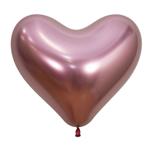 Pink Heart Metallic Reflex Balloons - pk12