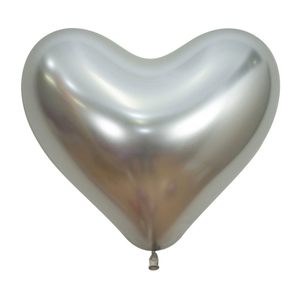 Silver Heart Metallic Reflex Balloons - pk12