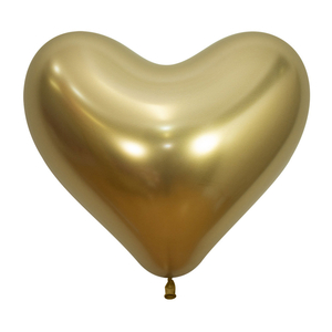 Gold Heart Metallic Reflex Balloons - pk12