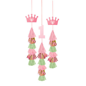 Pink 1st Birthday Tassel Decorations - pk3