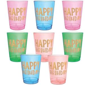 Birthday Dots Plastic Cups (295ml) - pk8