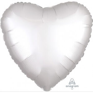 White Heart Satin Balloon (45cm)