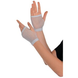 Silver Fishnet Gloves