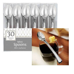! Silver Plastic Mini Spoons - pk30