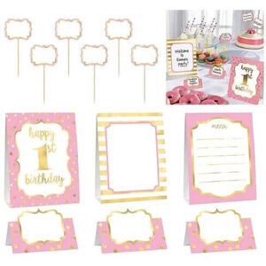 Pink 1st Birthday Buffet Decorating Kit