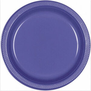 Purple 23cm Re-usable Plastic Plates - pk20