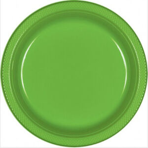 Lime Green Plates (23cm) Re-usable Plastic - pk20