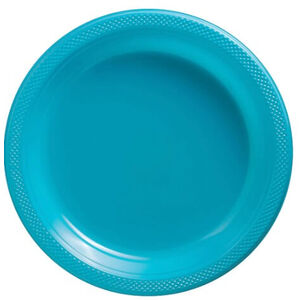 Caribbean Blue (23cm) Re-usable Plastic Plates - pk20