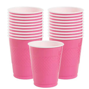 Bright Pink Re-usable Plastic Cups - pk20