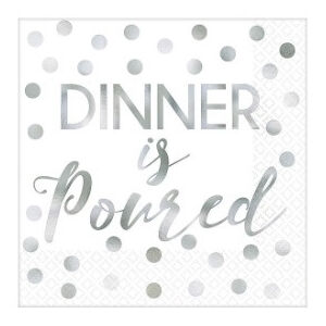 Silver Dinner Is Poured Napkins - pk16