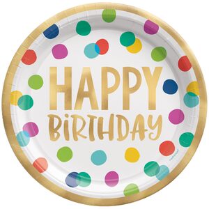 Happy Dots Birthday XL Plates - pk10