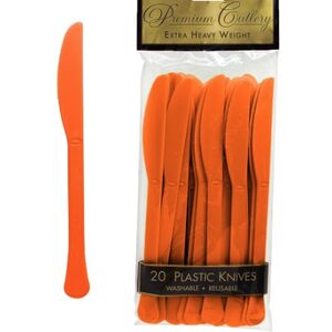 Orange Re-usable Plastic Knives - pk20