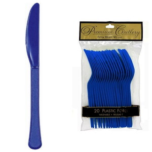 Royal Blue Re-usable Plastic Knives - pk20