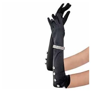 Long Satin Rhinestone Gloves