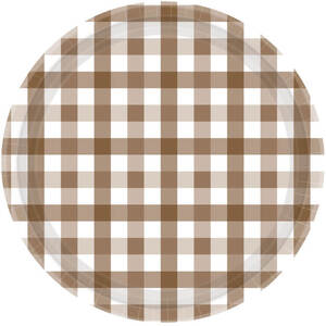 Brown Gingham Snack Plates (pk8)