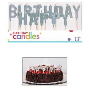 Silver Happy Birthday Pick Candles