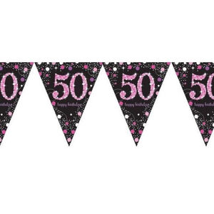 Sparkling Pink 50 Flag Banner