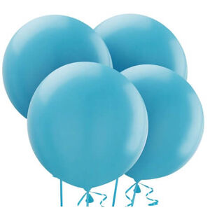 Caribbean Blue 60cm Round Balloons - pk4