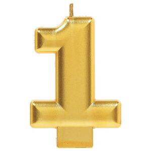 Metallic Gold Number 1 Candle