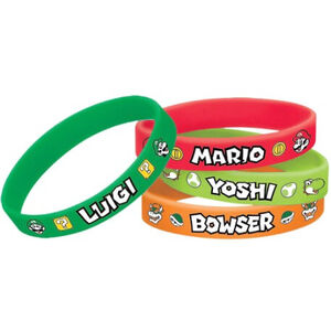 Super Mario Rubber Wrist Bands - pk4