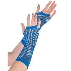 Blue Fishnet Gloves - Long