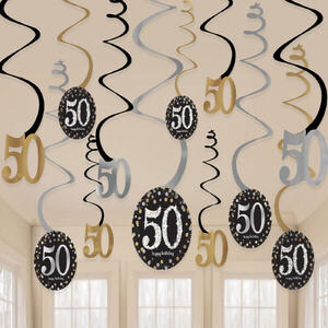 Sparkling 50 Birthday Swirls (pk12)