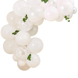 White Botanical Balloon Garland w/ Foliage Kit
