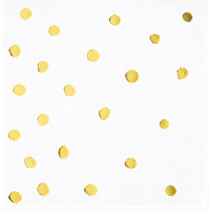 Metallic Gold Dots On White Napkins - pk16