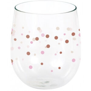 Rose Dots Plastic Stemless Wine Glass