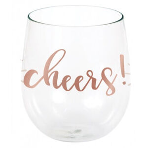 Cheers Plastic Stemless Wine Glass