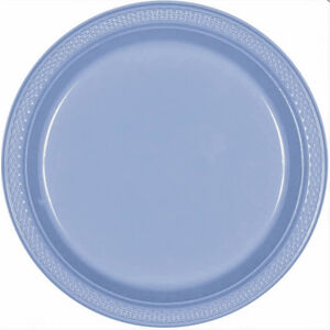 ! Pastel Blue (23cm) Re-usable Plastic Plates - pk20