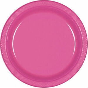 ! Bright Pink (26cm) Re-usable Plastic Plates - pk20