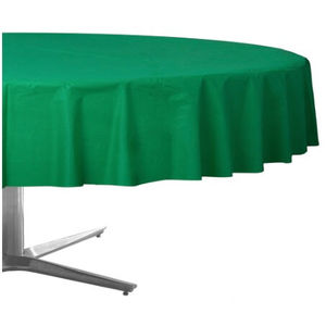 Festive Green Plastic Tablecloth - Round