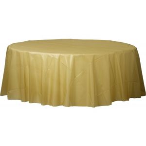 Gold Plastic Tablecloth - Round