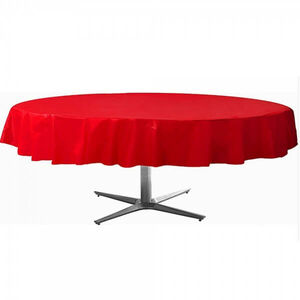 Red Plastic Tablecloth - Round