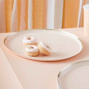 Peach And Gold Large Paper Plates (pk8)