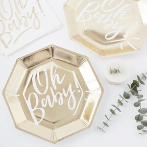 Gold Oh Baby Plates - pk8